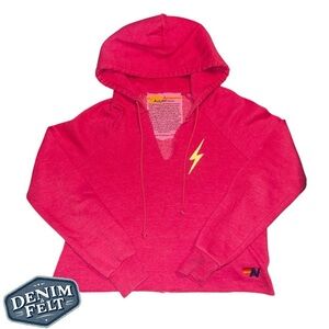 Aviator Nation Pink w/ Yellow Lightning Bolt Cropped Sweatshirt/Pullover | NEW⚡️